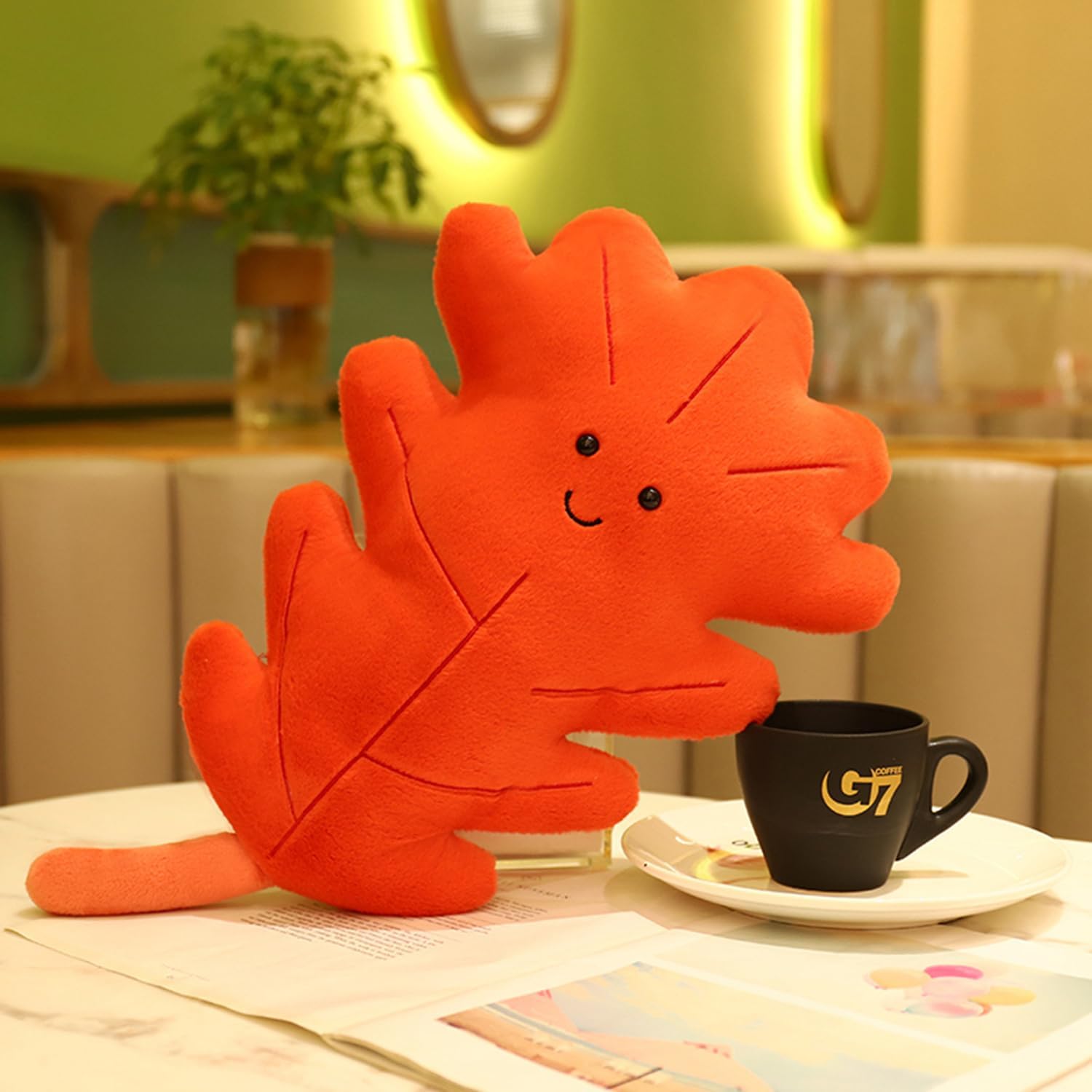 TONGSONG Soft Plush Maple Leaf Pillow Stuffed Animal Toy Plushies Home Decor for Lover on Birthday and Holiday