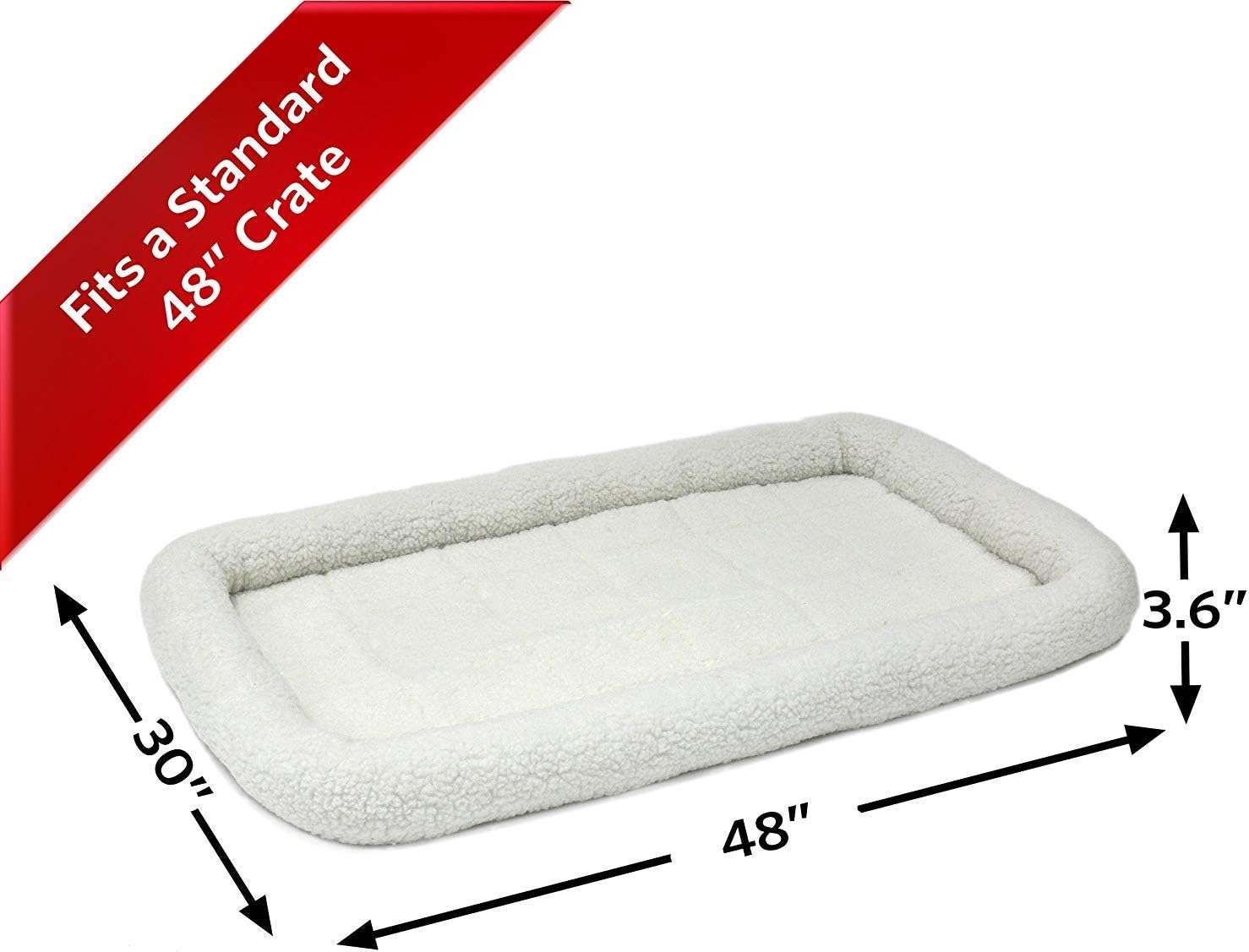18L-Inch White Fleece Dog or Cat Bed with Comfortable Bolster, Ideal for Toy Dog Breeds & Fits an 18-Inch Crate, Easy Maintenance Machine Wash & Dry