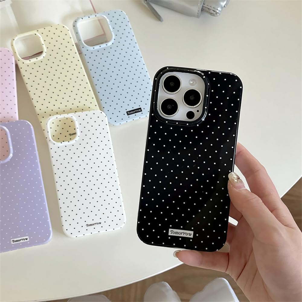 Sloveic for iPhone 16 Case with Cute Fashion Polka Dot Aesthetics Design Simple Case for Soft TPU Slim Protection Cover for Women Girls-White