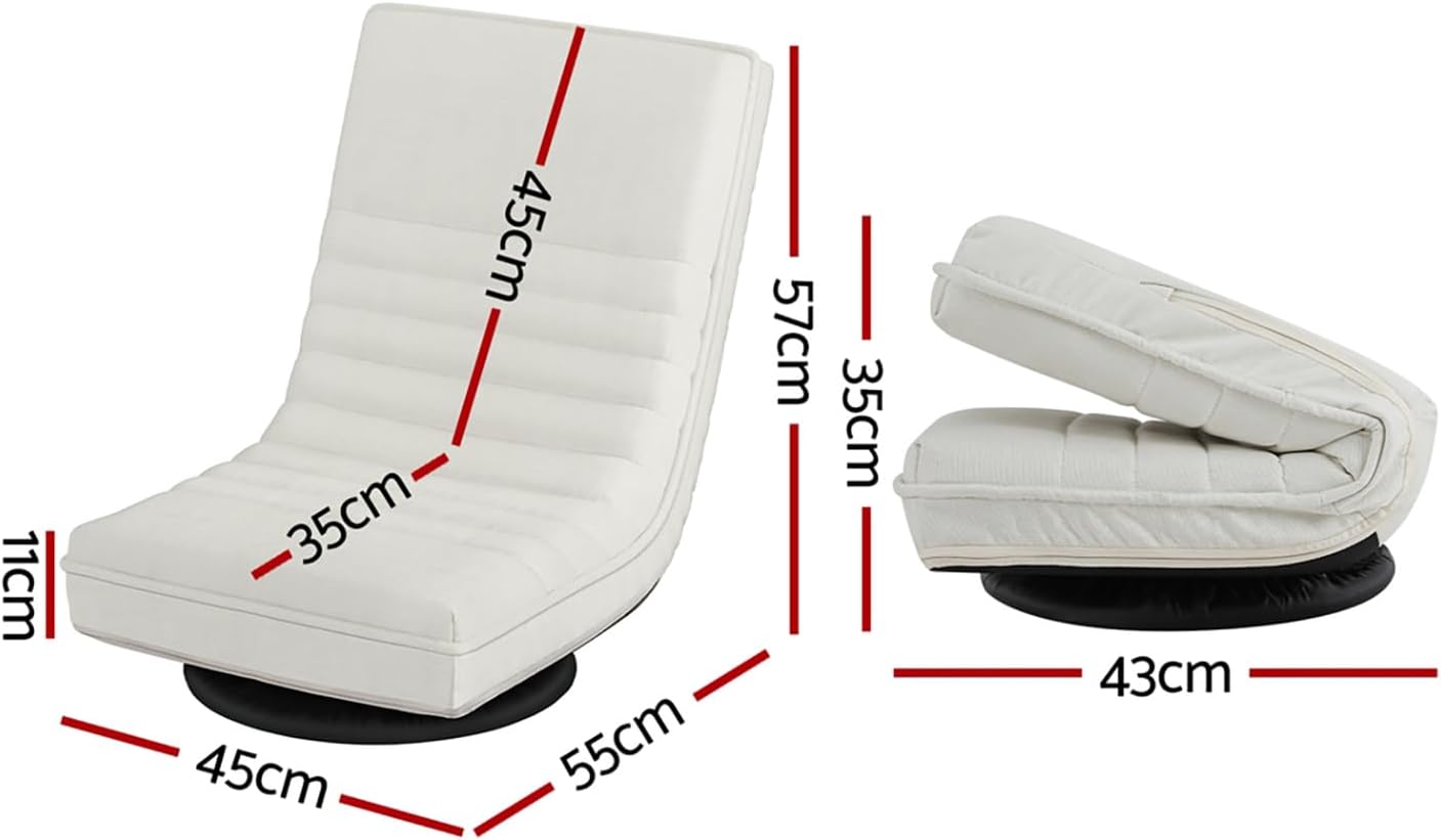 Artiss 2X Floor Chair, Adjustable Futon Lounge Sofa Bed Cushions Recliner Folding Stadium Chairs Cushion Couch Bed Outdoor Bedroom Living Room Furniture, Soft Backrest Easy Carry Space Saving Grey