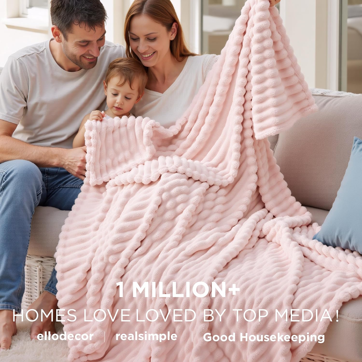 Bedsure Blanket for Couch, Super Cozy Soft Throw Blankets for Women, Cute Small Plush Fleece Throws for Girls, Off White, 50x60 Inches