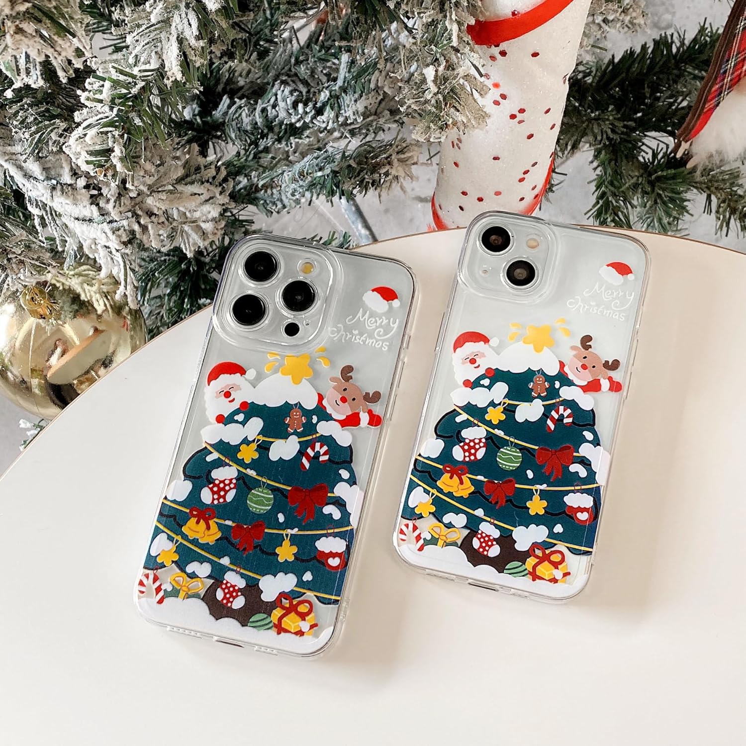 Christmas Phone Case for iPhone 11-17 Cute Merry Christmas Pattern Case Compatible with Magsafe Red Xmas Santa Tree Candy Pattern Cover for Women and Girls - Gingerbread