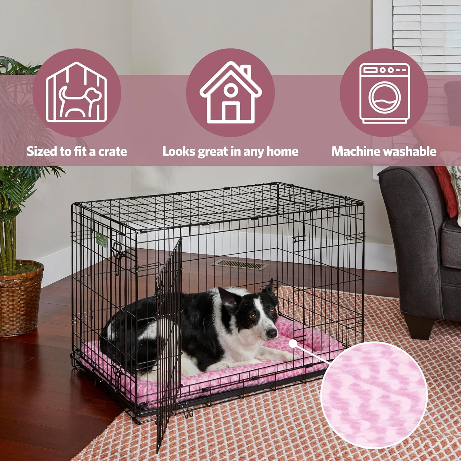 18L-Inch White Fleece Dog or Cat Bed with Comfortable Bolster, Ideal for Toy Dog Breeds & Fits an 18-Inch Crate, Easy Maintenance Machine Wash & Dry