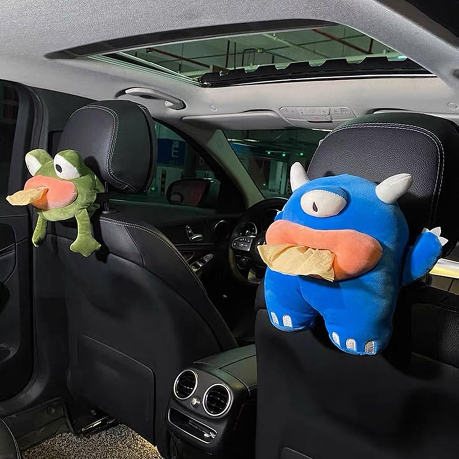 Cartoon Plush Plush Tissue Box for Car, Cute Animals Tissue Bag, Car Tissue Storage Car Decoration, Plush Tissue Organizer for Car Backseat Headrest Armrest Sun Visor Home