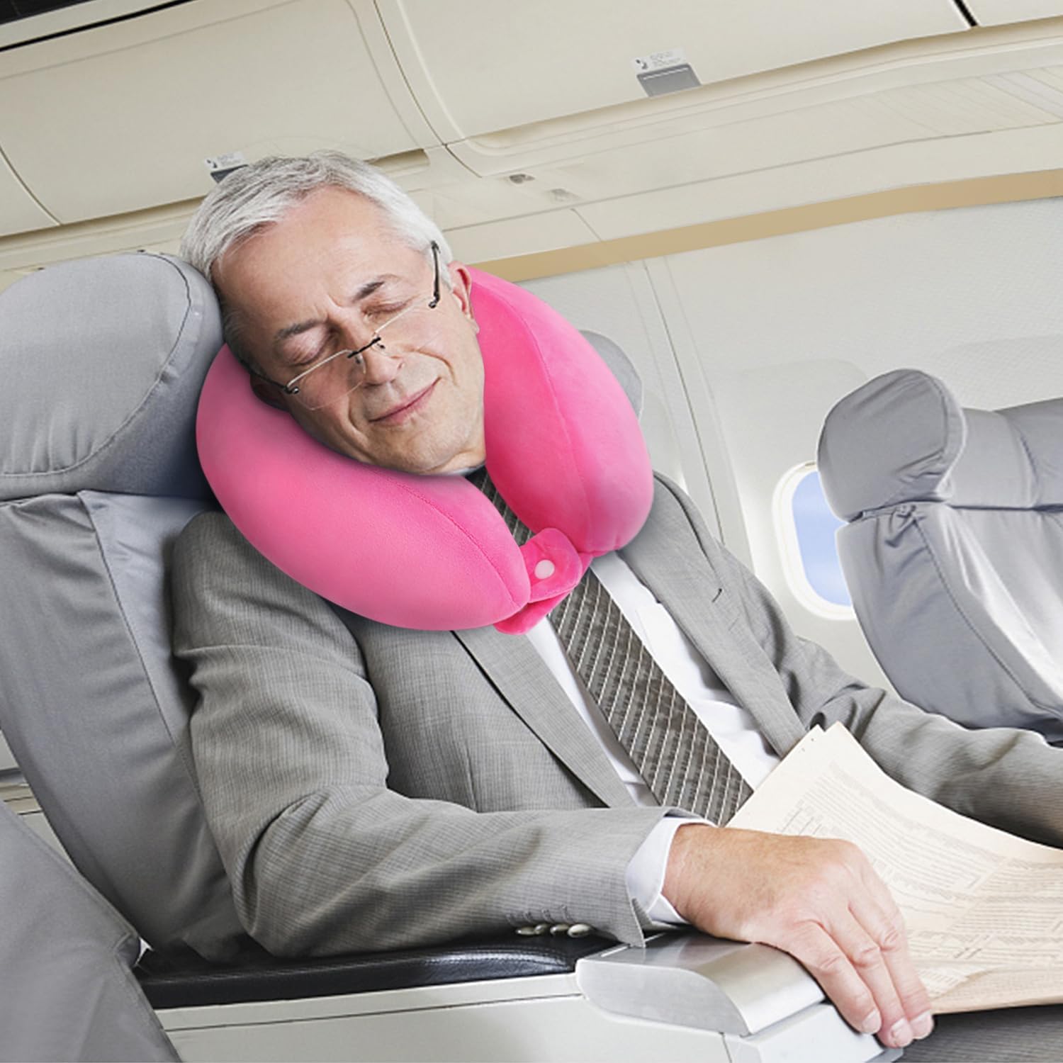 Travel Neck Pillows Adjustable U-Shaped Memory Foam Airplane Pillows Support Headrest and Neck Removable Breathable Neck Pillow for Car Office Home Camping Use Purple Color