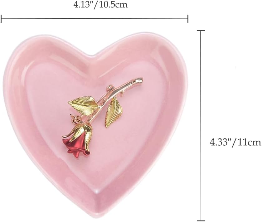 Lotus Leaf Shape Decorative Ring Tray, Small Key Bowl, Ceramic Trinket Tray Jewelry Dish Organizing Necklace Earrings, Home Decoration for Mom Best Friend Sister, Pink.