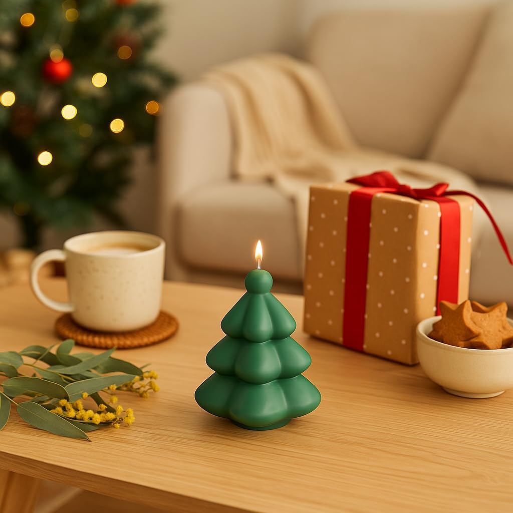 Christmas Candle Gift Set of 3 Scented Candles – Santa, Christmas Tree & House | Cute Holiday Décor Candles for Christmas Table, Teachers, Secret Santa & Friends | Handcrafted Wax | Ready-to-Gift Box