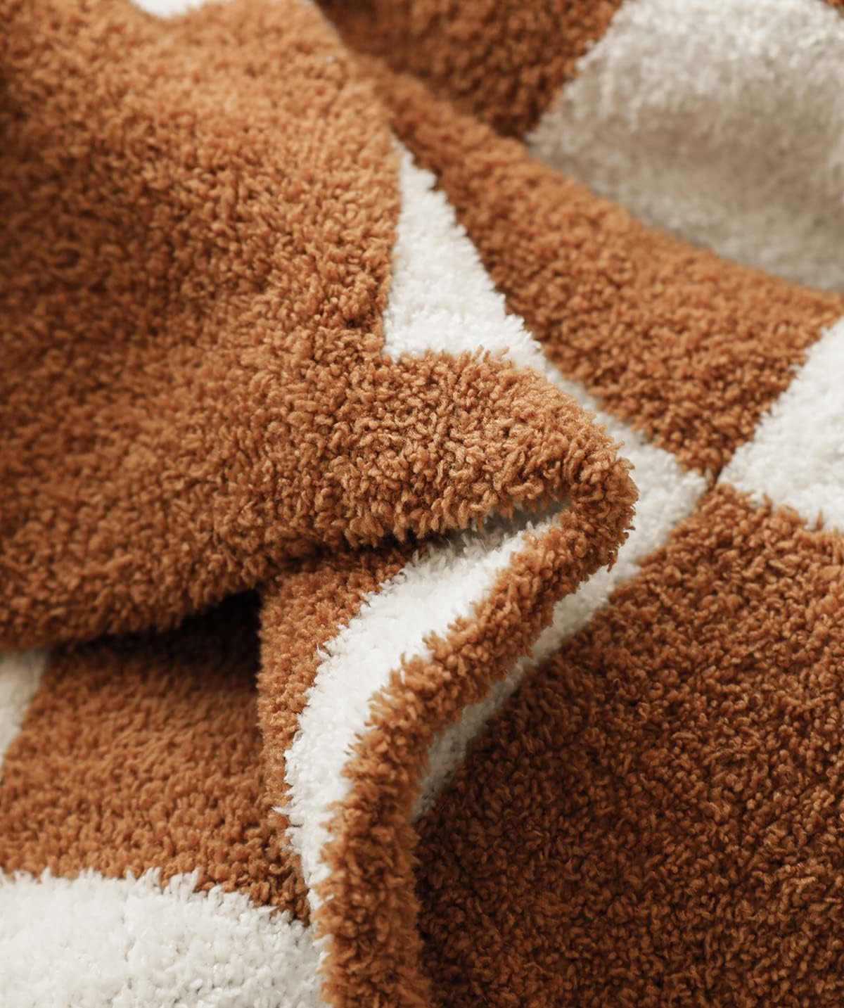 REPRECONF ZASTION Plaid Throw Blanket Ultra Soft Cozy Microfiber Knitted Lightweight Fleece Blanket for Couch Bed Travel Cream 130cm x 150cm