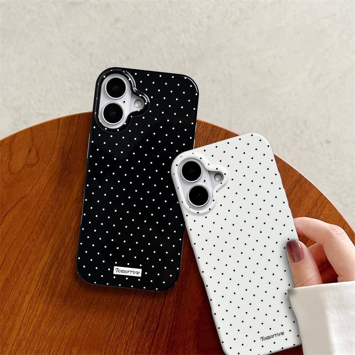 Sloveic for iPhone 16 Case with Cute Fashion Polka Dot Aesthetics Design Simple Case for Soft TPU Slim Protection Cover for Women Girls-White