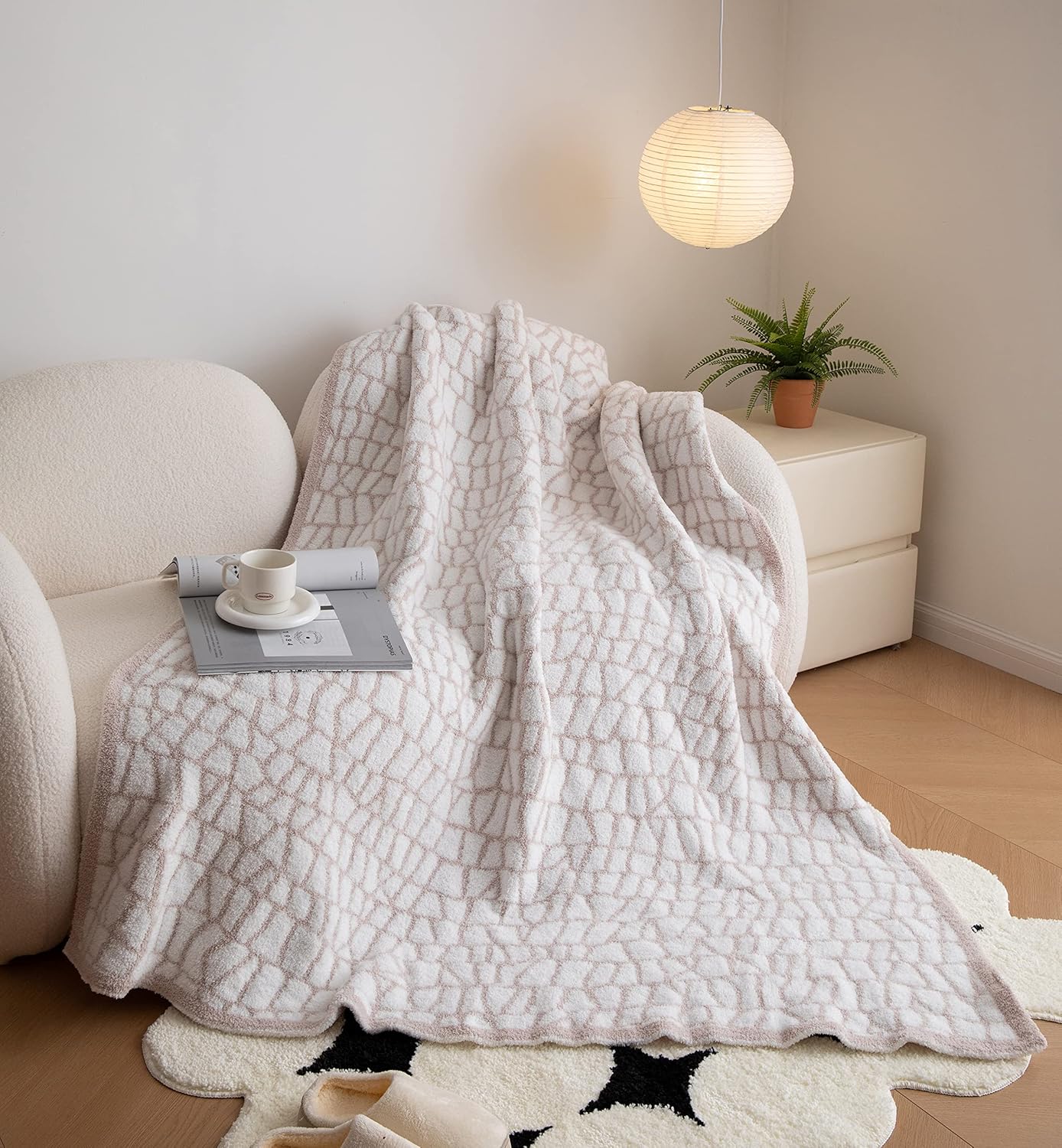 REPRECONF ZASTION Plaid Throw Blanket Ultra Soft Cozy Microfiber Knitted Lightweight Fleece Blanket for Couch Bed Travel Cream 130cm x 150cm