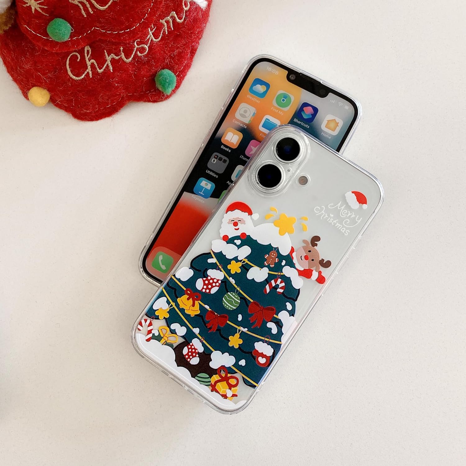 Christmas Phone Case for iPhone 11-17 Cute Merry Christmas Pattern Case Compatible with Magsafe Red Xmas Santa Tree Candy Pattern Cover for Women and Girls - Gingerbread