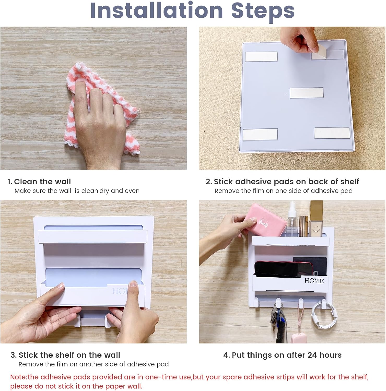 Floating Shelves for Bedside Shelf Accessories Organizer, Wall Mount Self Stick On, Cute Room Decor Aesthetic, Girls Room Decor, Cool Stuff For Bedroom Storage And Organization, Bedside Wall Organizer