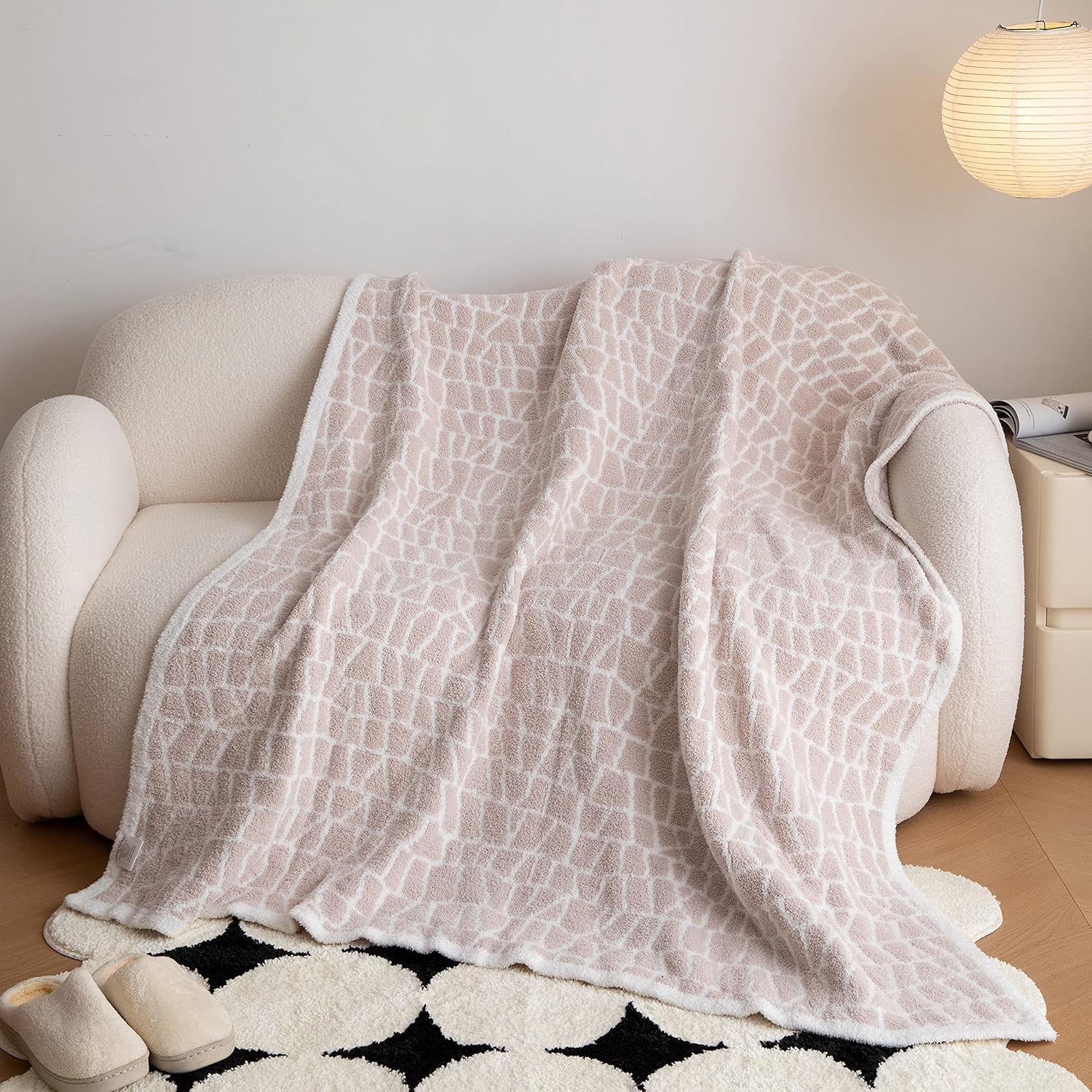 REPRECONF ZASTION Plaid Throw Blanket Ultra Soft Cozy Microfiber Knitted Lightweight Fleece Blanket for Couch Bed Travel Cream 130cm x 150cm