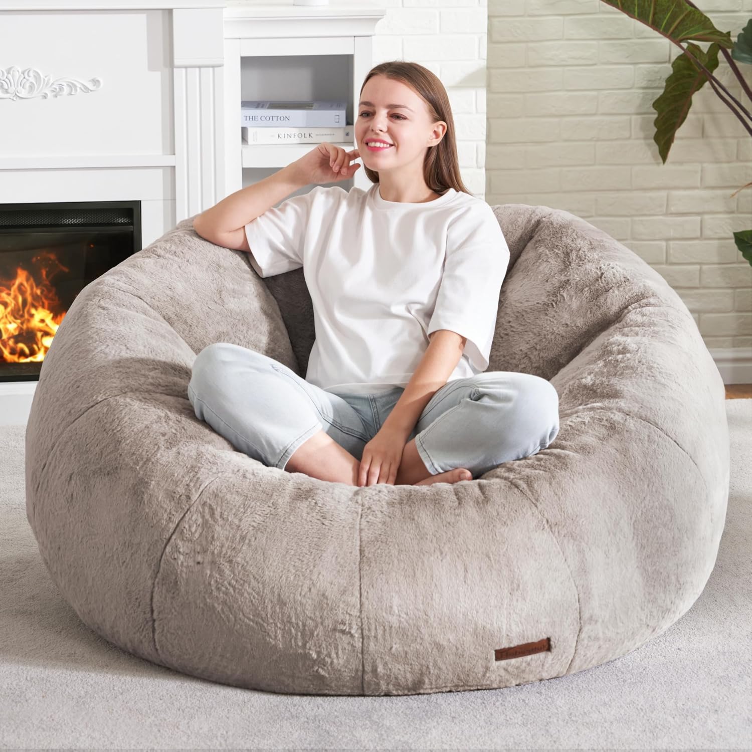 Hobestluk Bean Bag Chairs Large Bean Bag Couch for Adults Stuffed Lazy Sofa Chair Comfy Floor Chair with Spacious Design for Reading, Gaming or Relaxing (GREY)