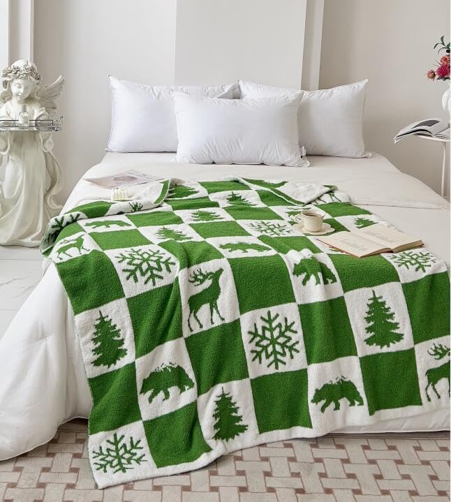 REPRECONF ZASTION Plaid Throw Blanket Ultra Soft Cozy Microfiber Knitted Lightweight Fleece Blanket for Couch Bed Travel Cream 130cm x 150cm