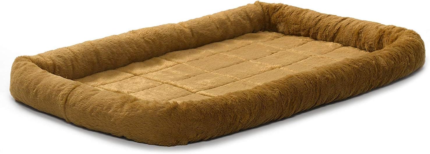 18L-Inch White Fleece Dog or Cat Bed with Comfortable Bolster, Ideal for Toy Dog Breeds & Fits an 18-Inch Crate, Easy Maintenance Machine Wash & Dry