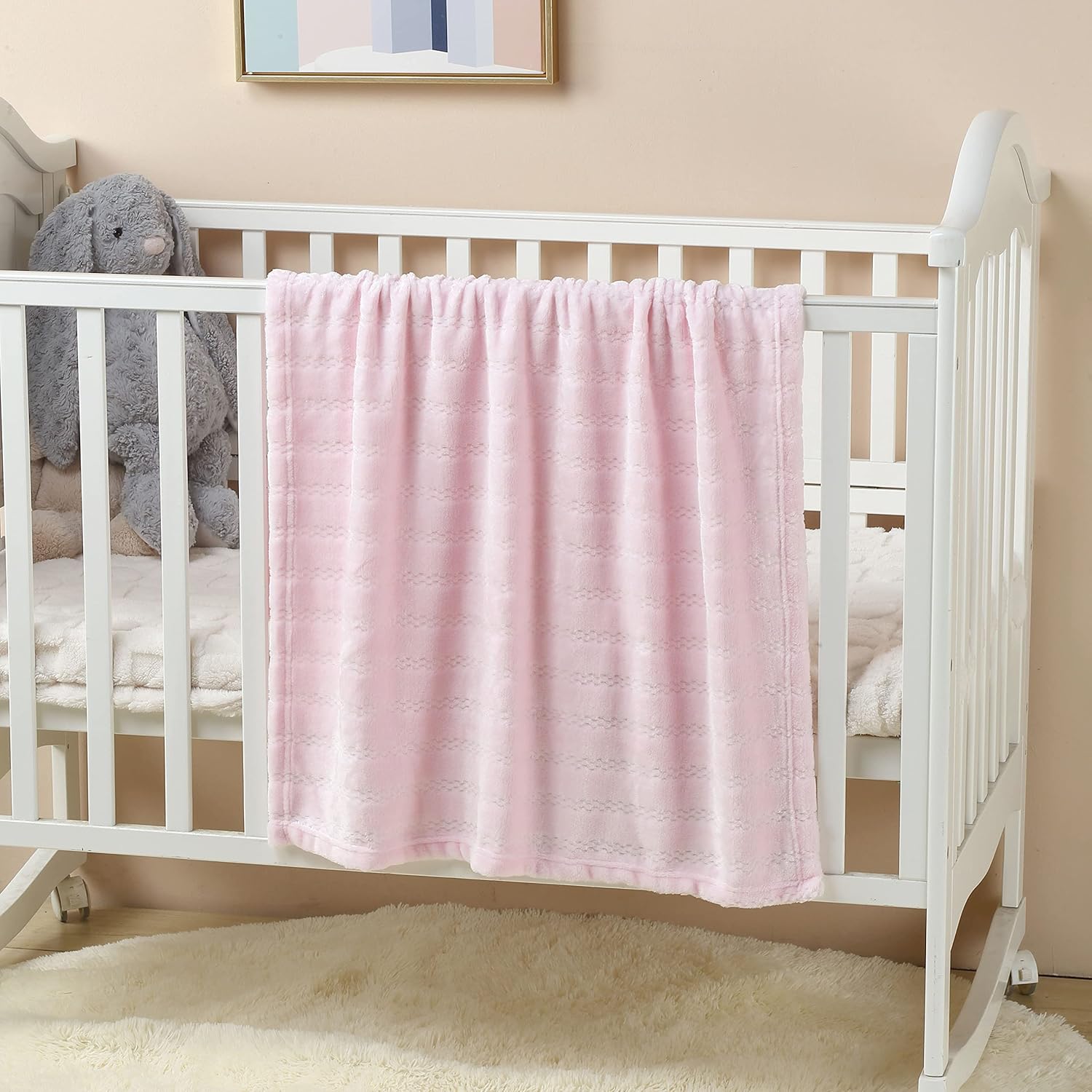CREVENT Minky Baby Blanket for Girls Boys, Soft Plush Receiving Blanket for Newborns - 76x102cm (Animal)