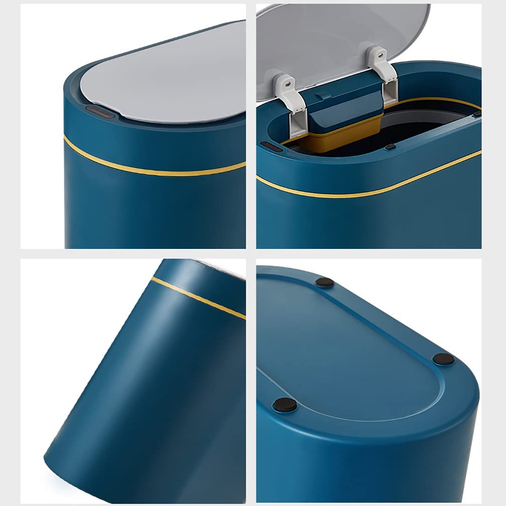 Automatic Trash Bin with Lid, Motion Sensor Garbage Can, 7 Liter Slim Plastic Wastebasket Rubbish Bin for Kitchen, Living Room, Bedroom, Office, White(No Battery)