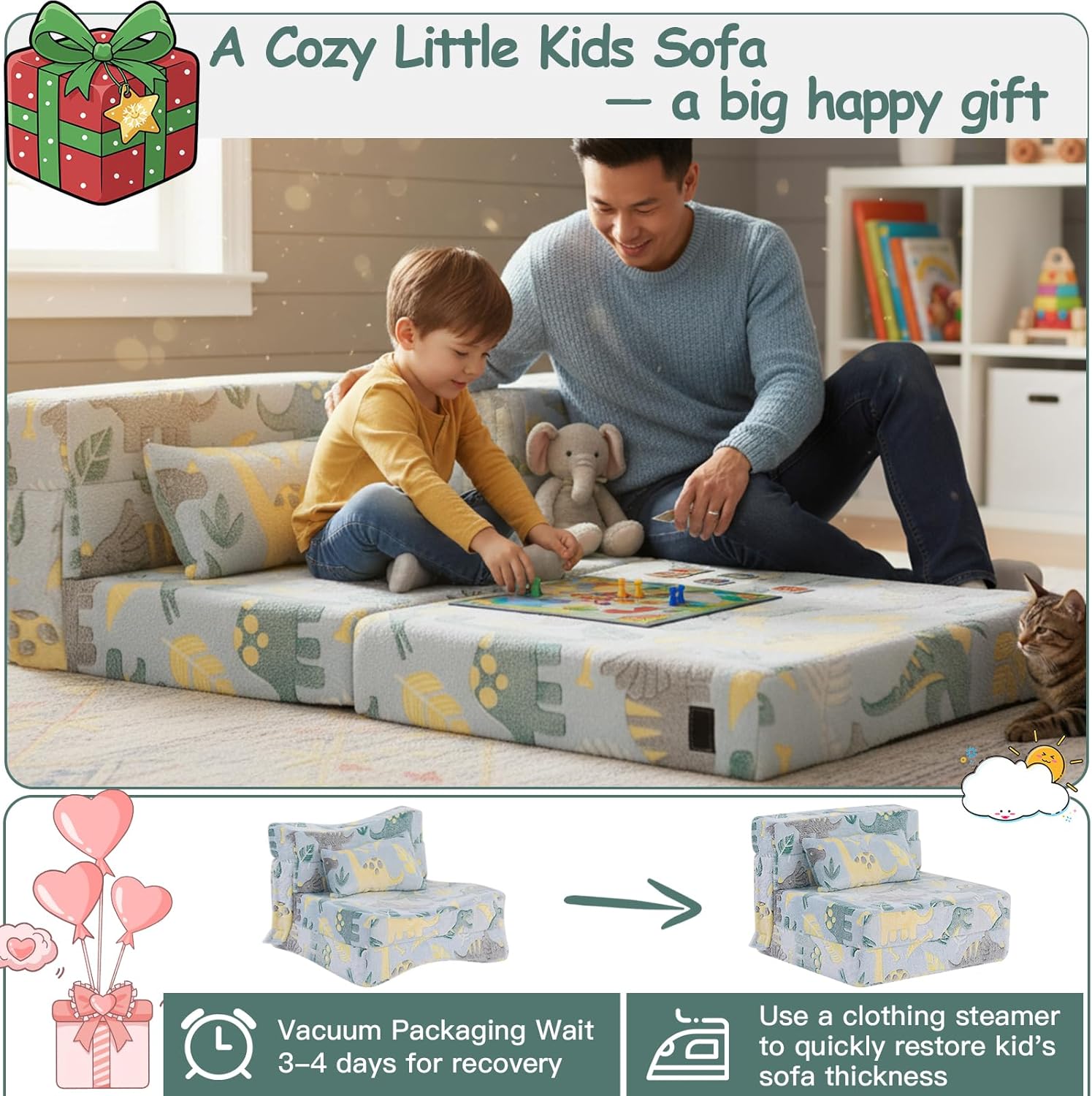 Tiita Folding Sofa Bed with Pillow 200x70x12cm Mattress&Plush Fabric Foldable Sofa Lounge Mat Pad,Floor Lounger Chair Bed for Living Room,Guest Room,Dorm,Apartment,Camping and Travel Use