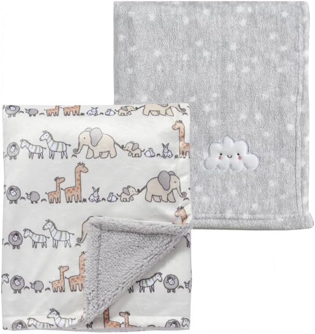CREVENT Minky Baby Blanket for Girls Boys, Soft Plush Receiving Blanket for Newborns - 76x102cm (Animal)