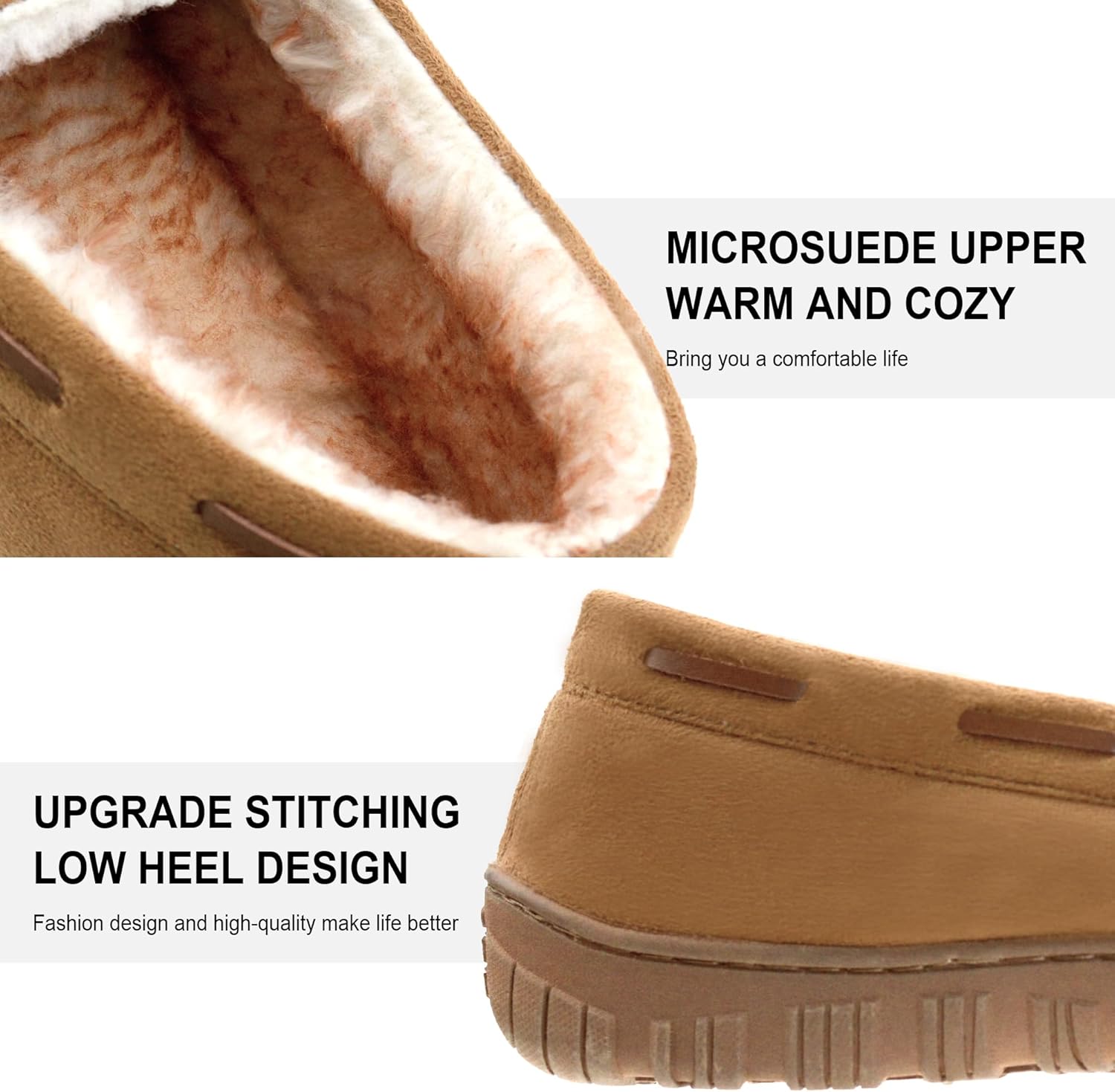 SKABIU Mens Moccasin Slippers Memory Foam Indoor & Outdoor House Slippers Cozy Bedroom Shoes