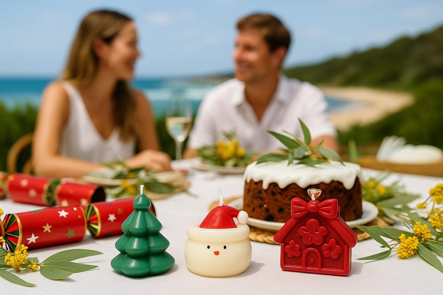 Christmas Candle Gift Set of 3 Scented Candles – Santa, Christmas Tree & House | Cute Holiday Décor Candles for Christmas Table, Teachers, Secret Santa & Friends | Handcrafted Wax | Ready-to-Gift Box