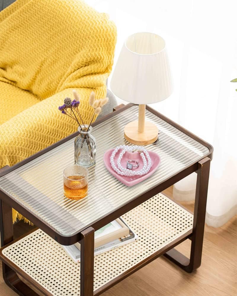 Lotus Leaf Shape Decorative Ring Tray, Small Key Bowl, Ceramic Trinket Tray Jewelry Dish Organizing Necklace Earrings, Home Decoration for Mom Best Friend Sister, Pink.