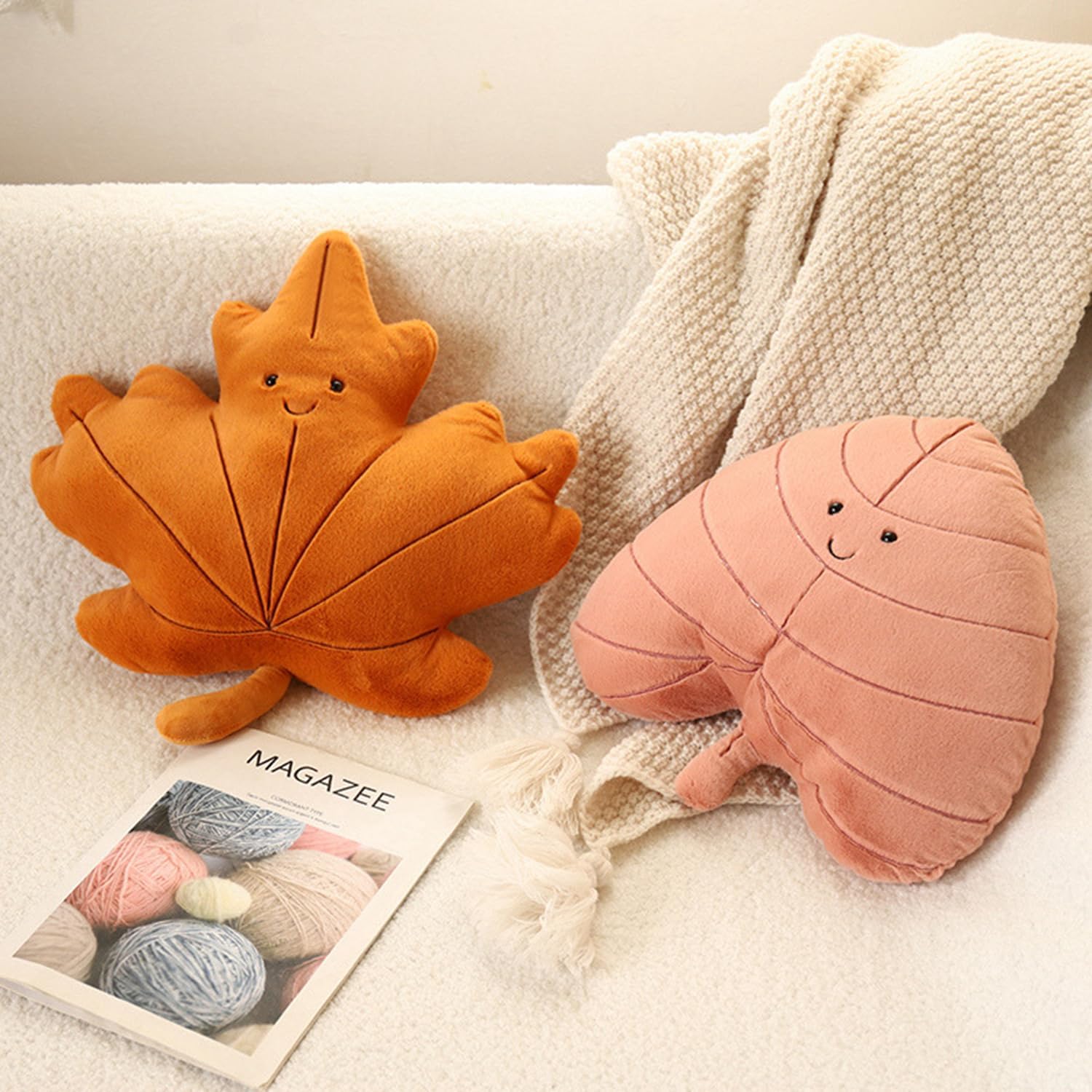 TONGSONG Soft Plush Maple Leaf Pillow Stuffed Animal Toy Plushies Home Decor for Lover on Birthday and Holiday