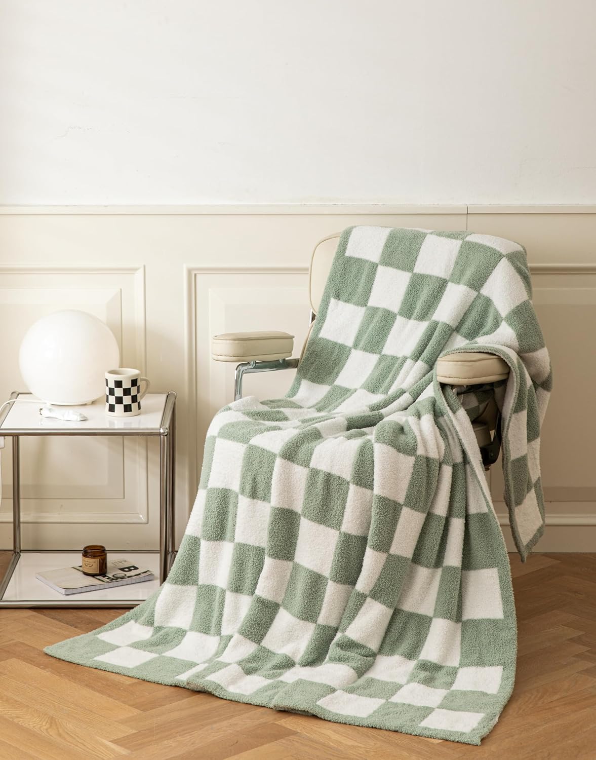 REPRECONF ZASTION Plaid Throw Blanket Ultra Soft Cozy Microfiber Knitted Lightweight Fleece Blanket for Couch Bed Travel Cream 130cm x 150cm