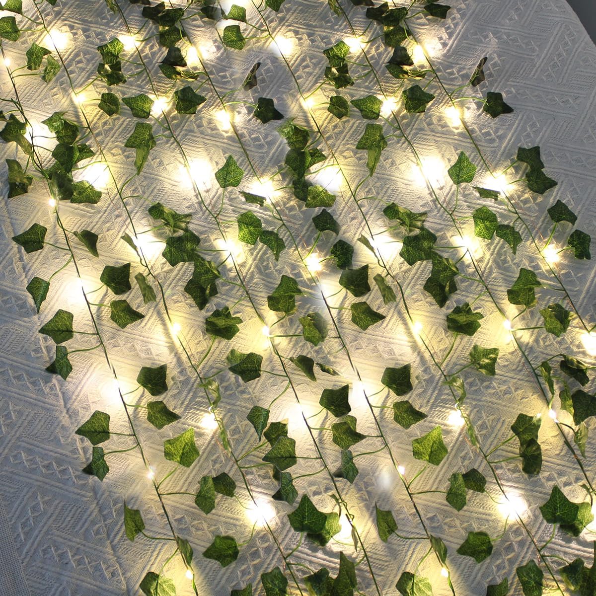 5M 50LED Leaf String Lights,Vine Lights,H HOME-MART Vine Fairy Lights Batteries Powered Green Leaf Garland Maple String Lights for Indoor/Outdoor Decor. Enhance Homes, Gardens, Weddings & More!