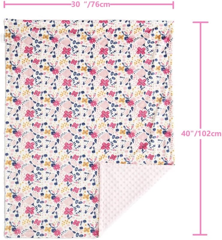 CREVENT Minky Baby Blanket for Girls Boys, Soft Plush Receiving Blanket for Newborns - 76x102cm (Animal)