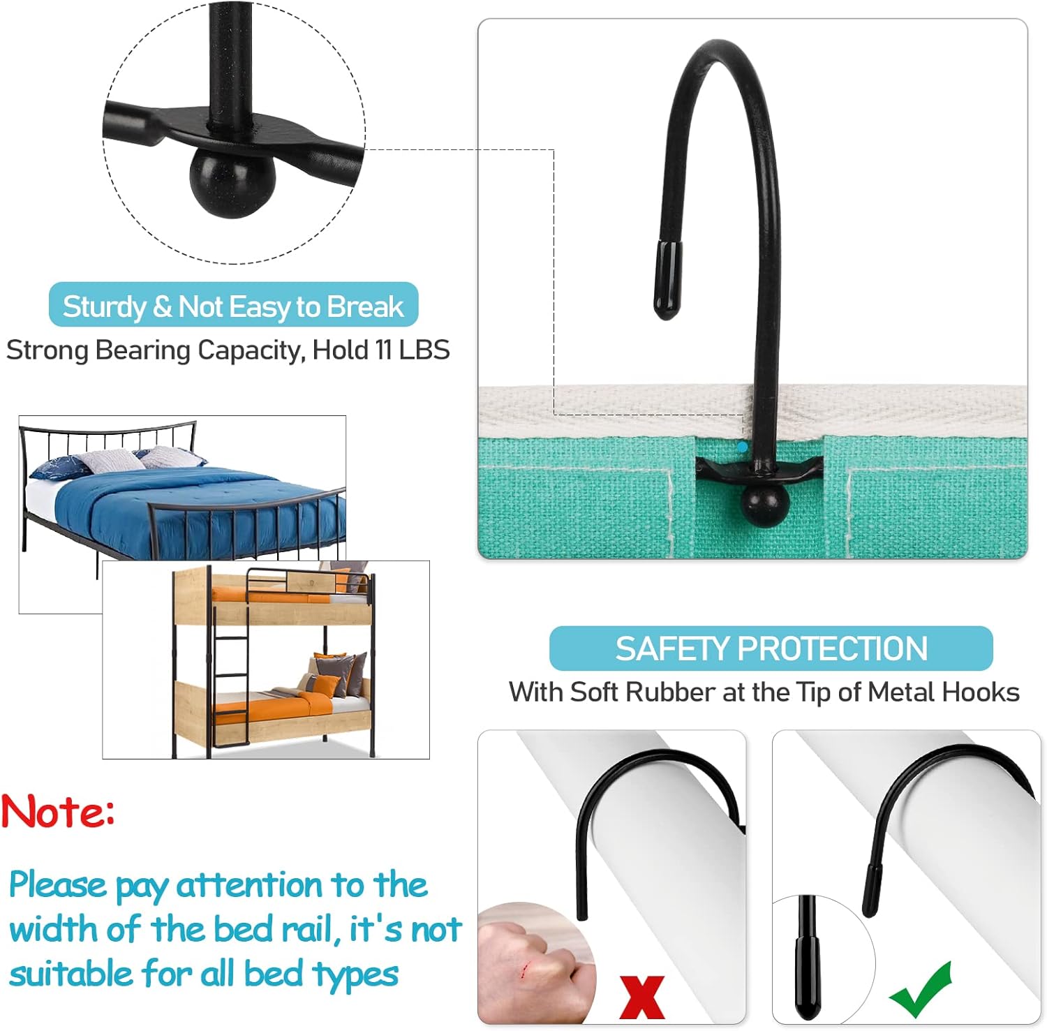 Loghot Bedside Caddy/Bedside Storage Bag Hanging Organizer for Bunk and Hospital Beds,Dorm Rooms Bed Rails,Can be Placed Glasses,Books,Mobile Phones,Keys (Light Pink)