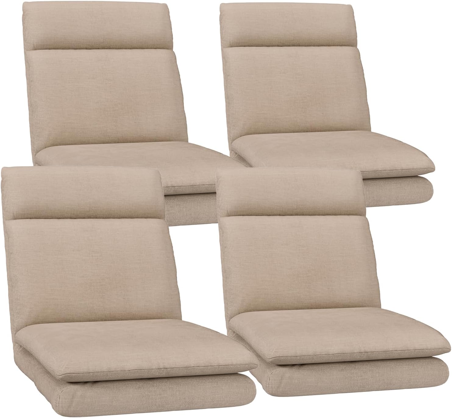 Artiss 2X Floor Chair, Adjustable Futon Lounge Sofa Bed Cushions Recliner Folding Stadium Chairs Cushion Couch Bed Outdoor Bedroom Living Room Furniture, Soft Backrest Easy Carry Space Saving Grey