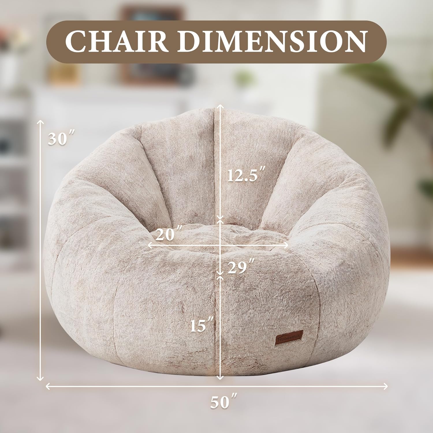 Hobestluk Bean Bag Chairs Large Bean Bag Couch for Adults Stuffed Lazy Sofa Chair Comfy Floor Chair with Spacious Design for Reading, Gaming or Relaxing (GREY)