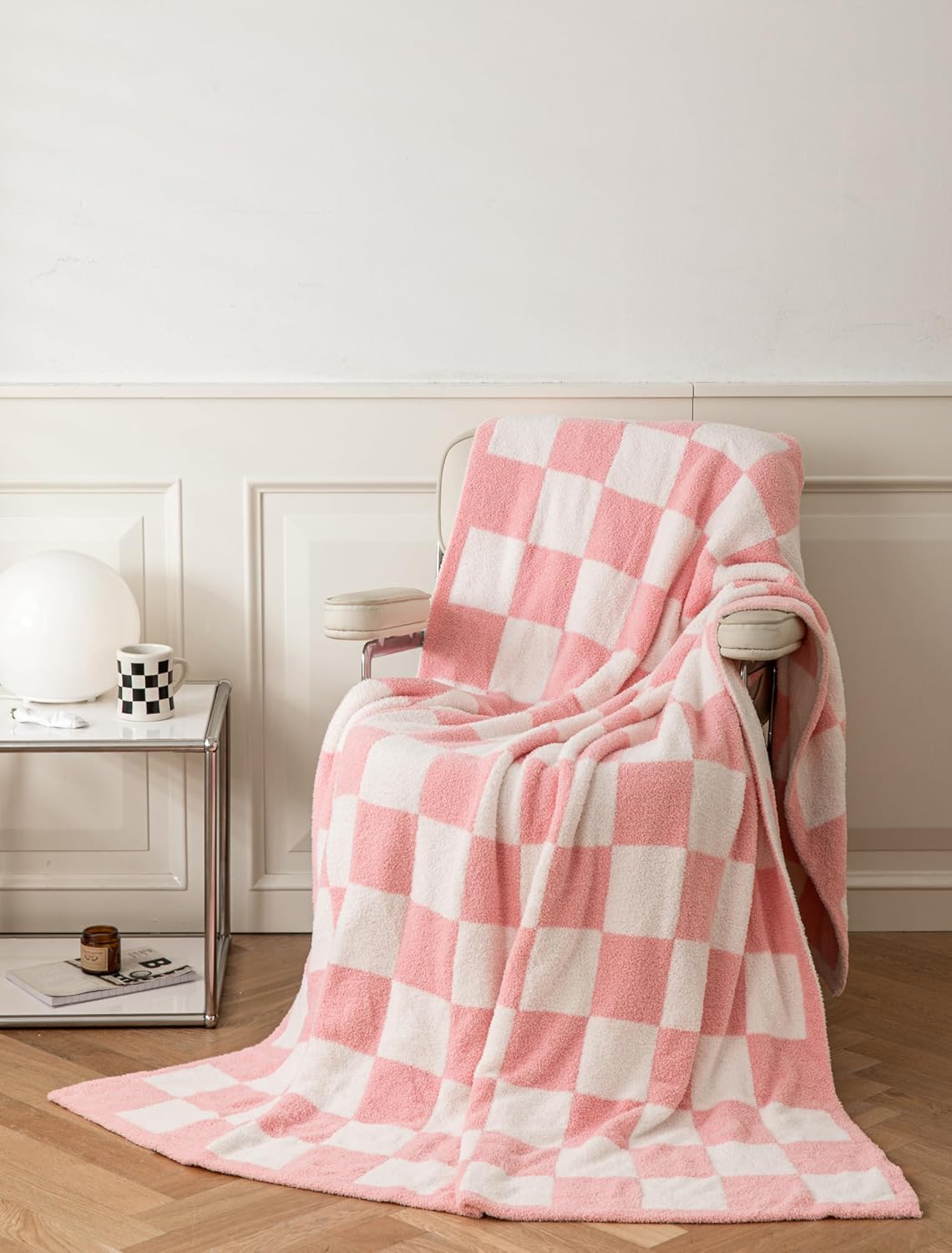 REPRECONF ZASTION Plaid Throw Blanket Ultra Soft Cozy Microfiber Knitted Lightweight Fleece Blanket for Couch Bed Travel Cream 130cm x 150cm