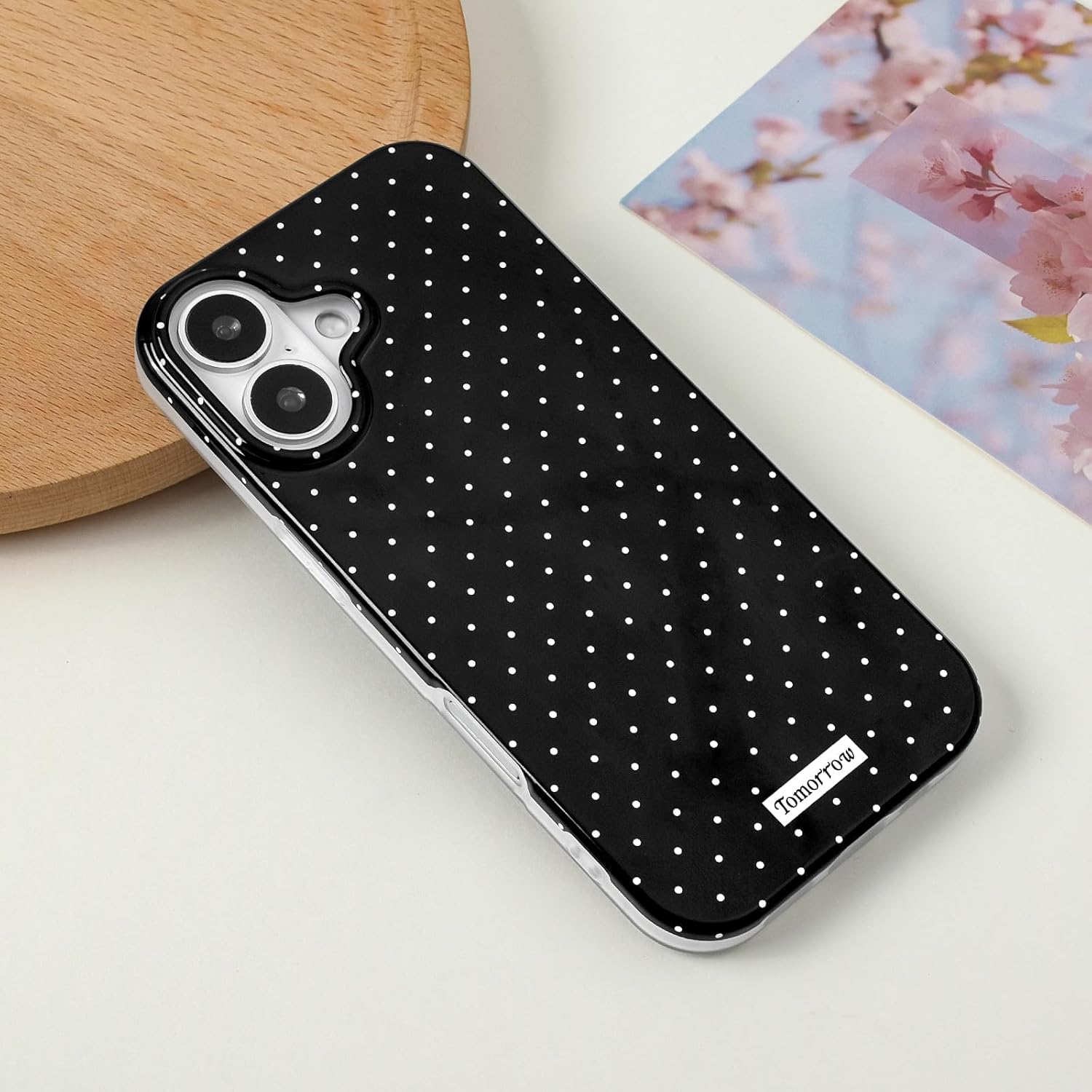 Sloveic for iPhone 16 Case with Cute Fashion Polka Dot Aesthetics Design Simple Case for Soft TPU Slim Protection Cover for Women Girls-White