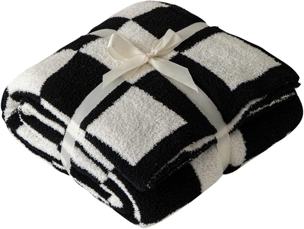 REPRECONF ZASTION Plaid Throw Blanket Ultra Soft Cozy Microfiber Knitted Lightweight Fleece Blanket for Couch Bed Travel Cream 130cm x 150cm