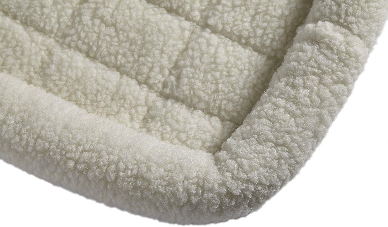 18L-Inch White Fleece Dog or Cat Bed with Comfortable Bolster, Ideal for Toy Dog Breeds & Fits an 18-Inch Crate, Easy Maintenance Machine Wash & Dry