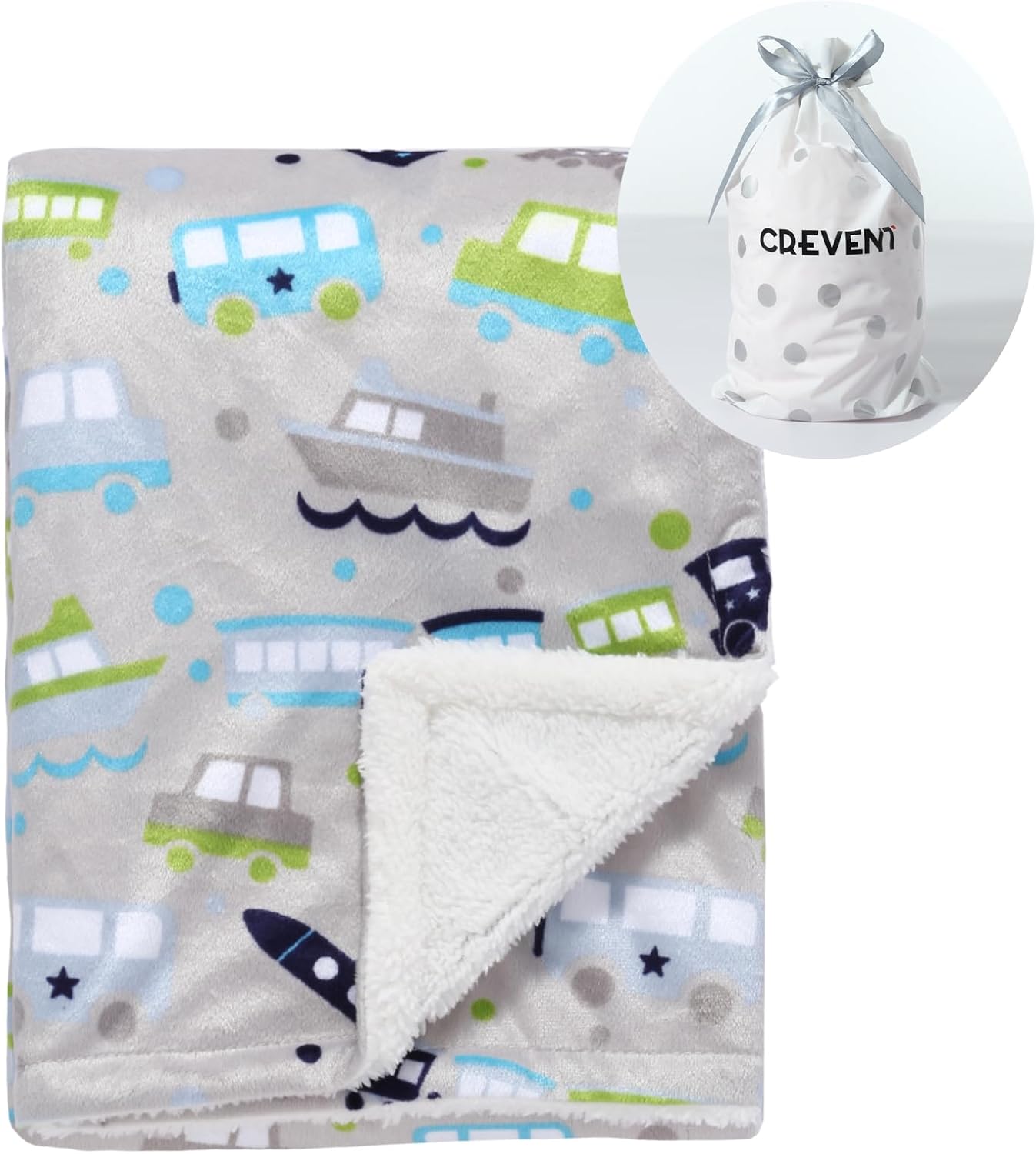 CREVENT Minky Baby Blanket for Girls Boys, Soft Plush Receiving Blanket for Newborns - 76x102cm (Animal)