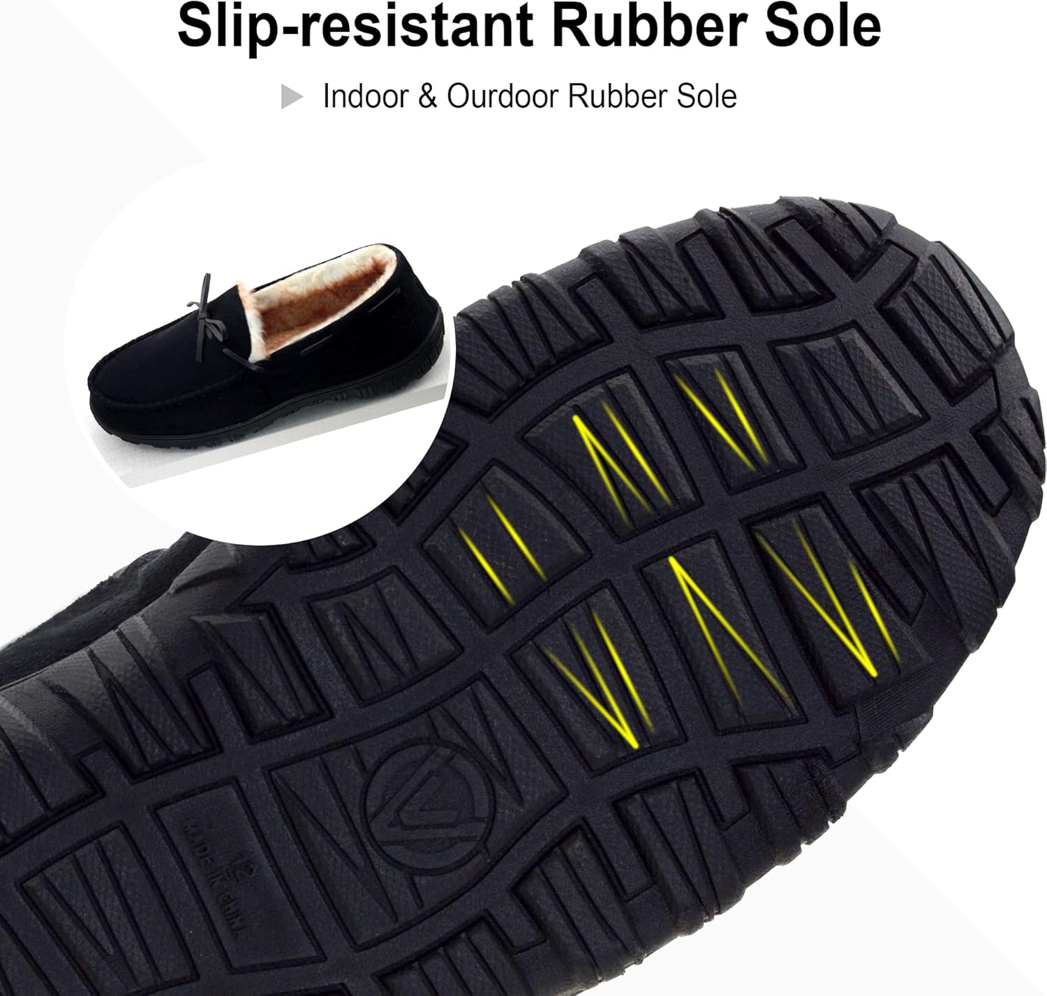 SKABIU Mens Moccasin Slippers Memory Foam Indoor & Outdoor House Slippers Cozy Bedroom Shoes