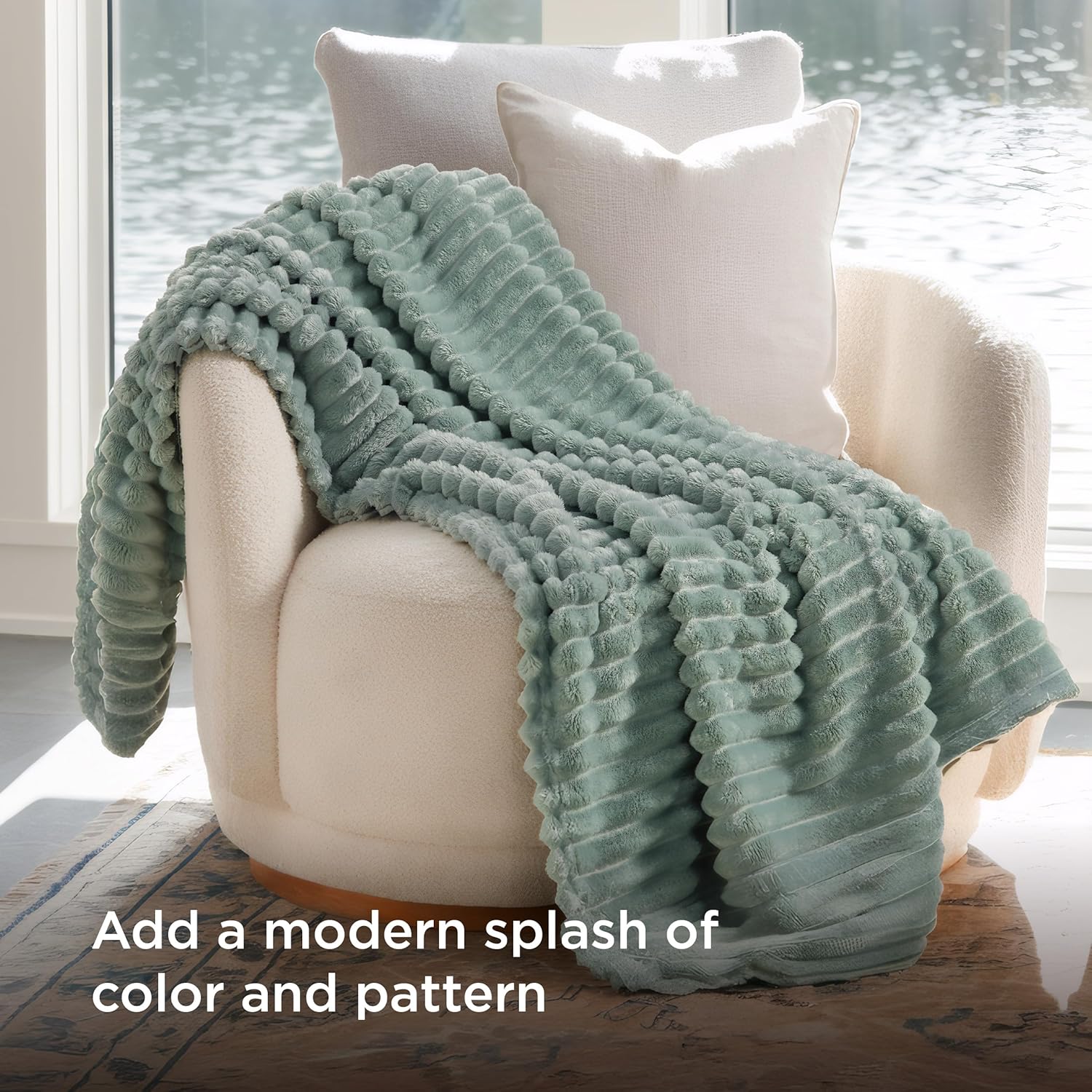 Bedsure Blanket for Couch, Super Cozy Soft Throw Blankets for Women, Cute Small Plush Fleece Throws for Girls, Off White, 50x60 Inches