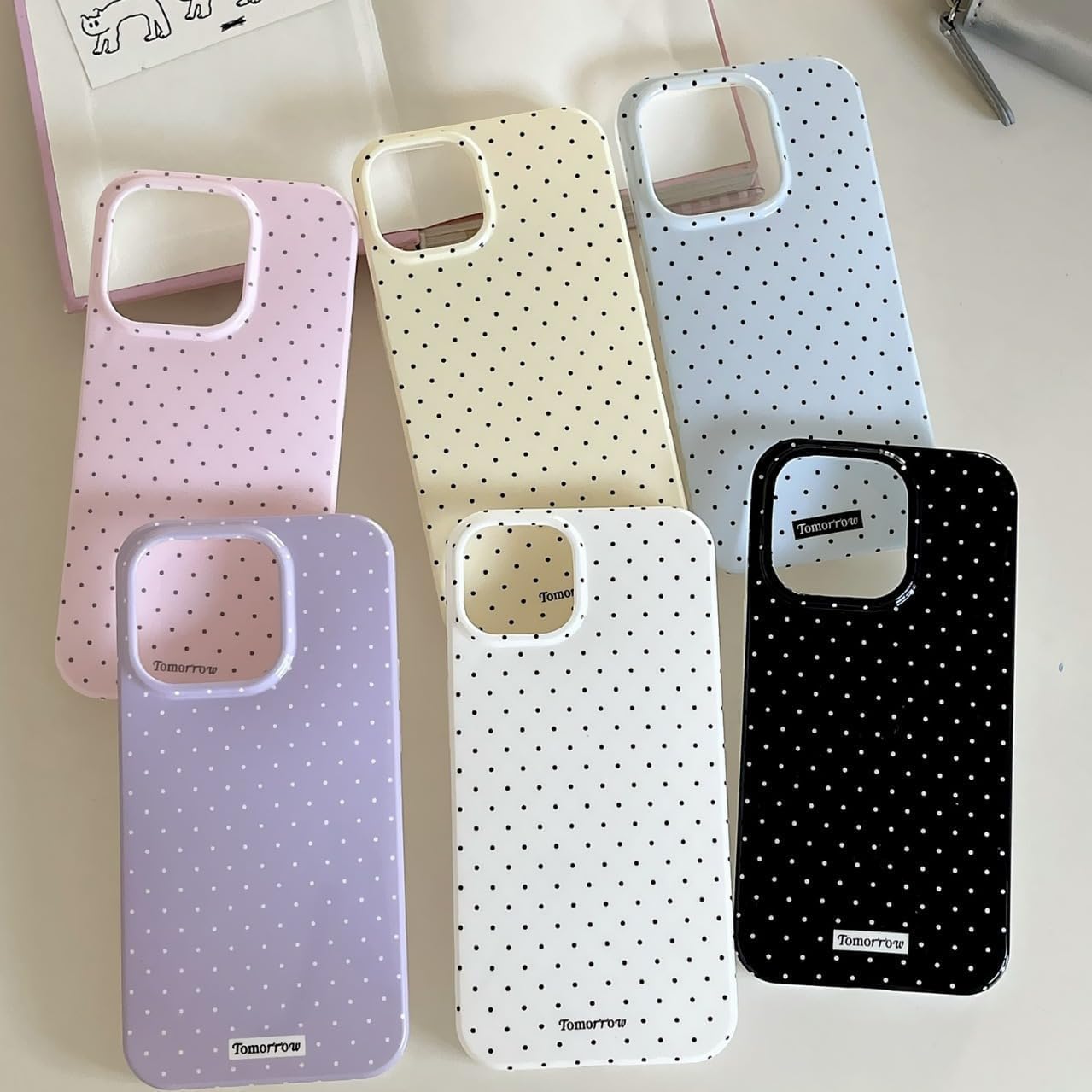 Sloveic for iPhone 16 Case with Cute Fashion Polka Dot Aesthetics Design Simple Case for Soft TPU Slim Protection Cover for Women Girls-White