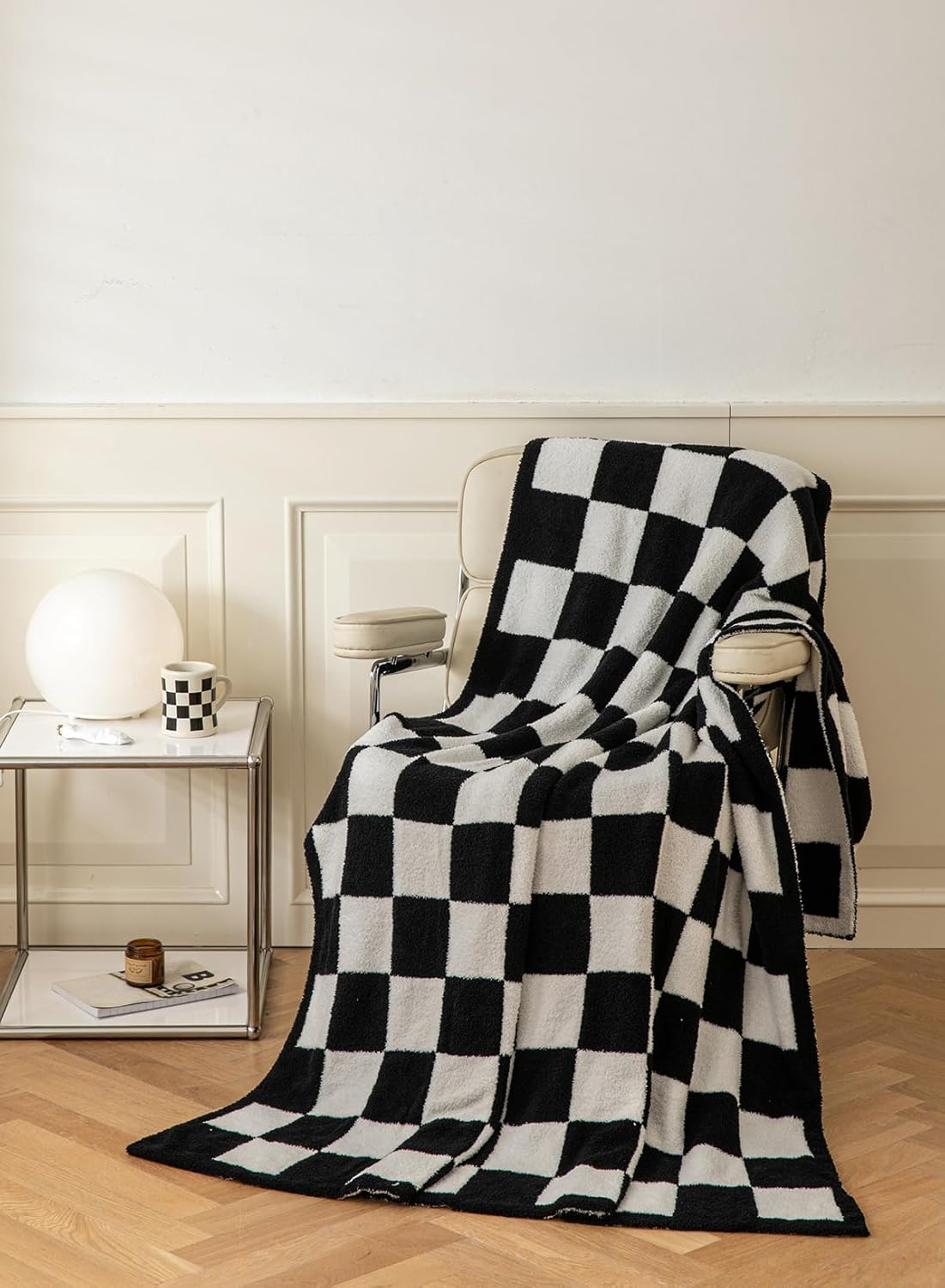 REPRECONF ZASTION Plaid Throw Blanket Ultra Soft Cozy Microfiber Knitted Lightweight Fleece Blanket for Couch Bed Travel Cream 130cm x 150cm