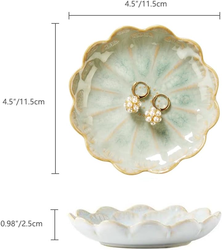 Lotus Leaf Shape Decorative Ring Tray, Small Key Bowl, Ceramic Trinket Tray Jewelry Dish Organizing Necklace Earrings, Home Decoration for Mom Best Friend Sister, Pink.