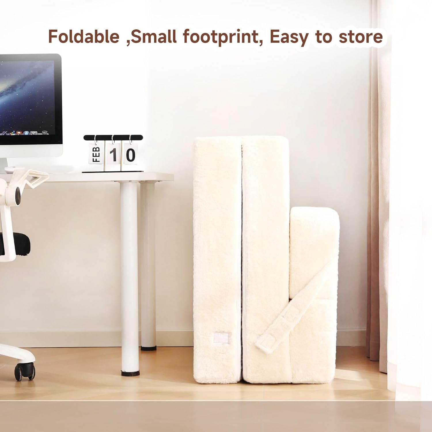 Tiita Folding Sofa Bed with Pillow 200x70x12cm Mattress&Plush Fabric Foldable Sofa Lounge Mat Pad,Floor Lounger Chair Bed for Living Room,Guest Room,Dorm,Apartment,Camping and Travel Use