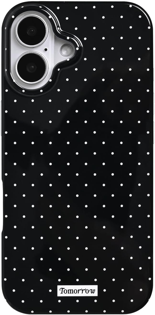 Sloveic for iPhone 16 Case with Cute Fashion Polka Dot Aesthetics Design Simple Case for Soft TPU Slim Protection Cover for Women Girls-White