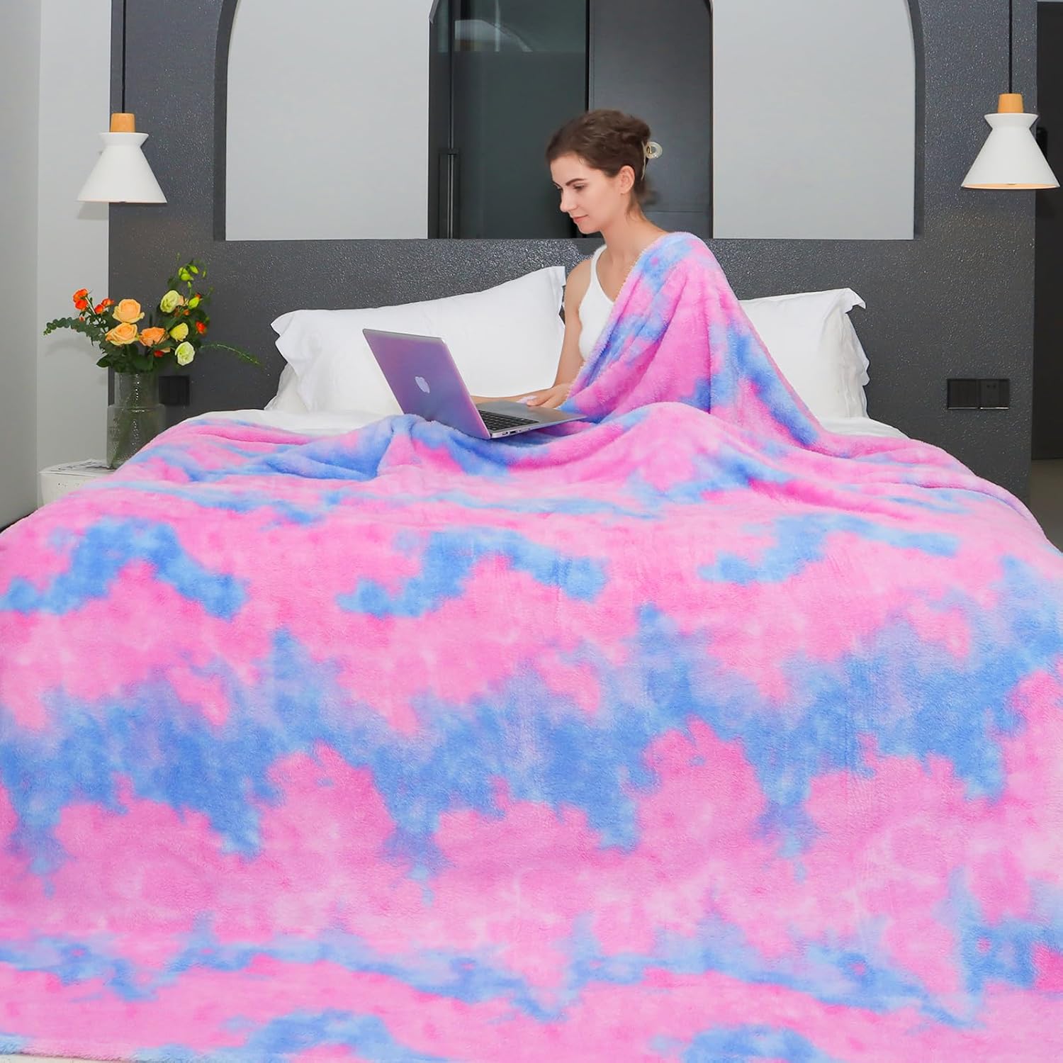 MUGD Blankets Fuzzy Soft Fleece Throw Blanket Cozy Soft Warm Throw Blanket for Bed