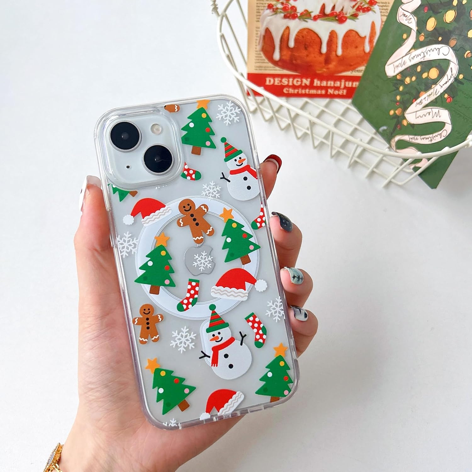 Christmas Phone Case for iPhone 11-17 Cute Merry Christmas Pattern Case Compatible with Magsafe Red Xmas Santa Tree Candy Pattern Cover for Women and Girls - Gingerbread