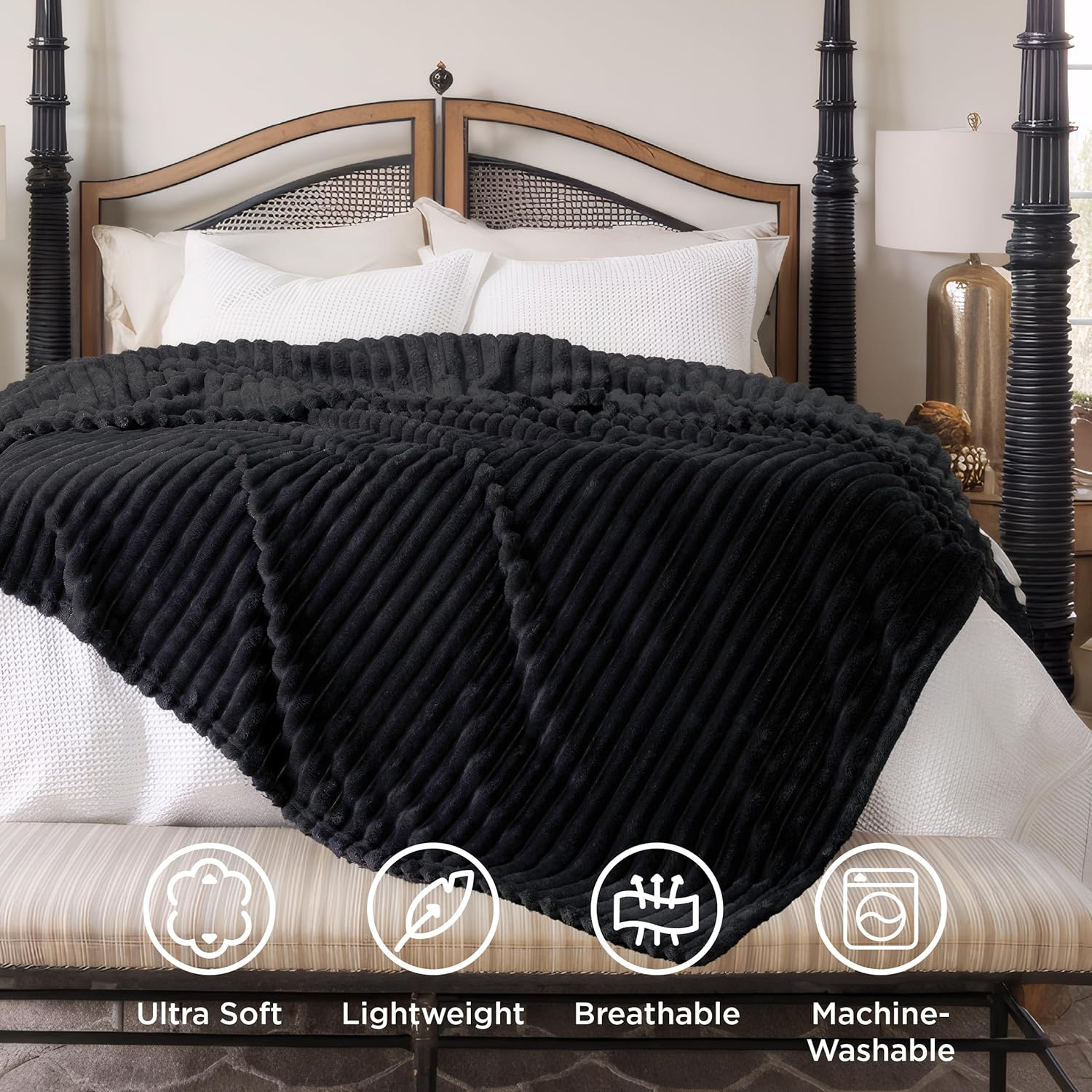 Bedsure Blanket for Couch, Super Cozy Soft Throw Blankets for Women, Cute Small Plush Fleece Throws for Girls, Off White, 50x60 Inches