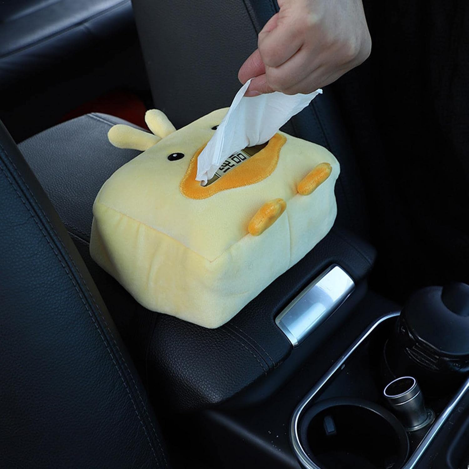 Baogao Cartoon Plush Animals Tissue Box, Cute Paper Holder for Car, Universal Vehicle Backseat Plush Tissue Organizer
